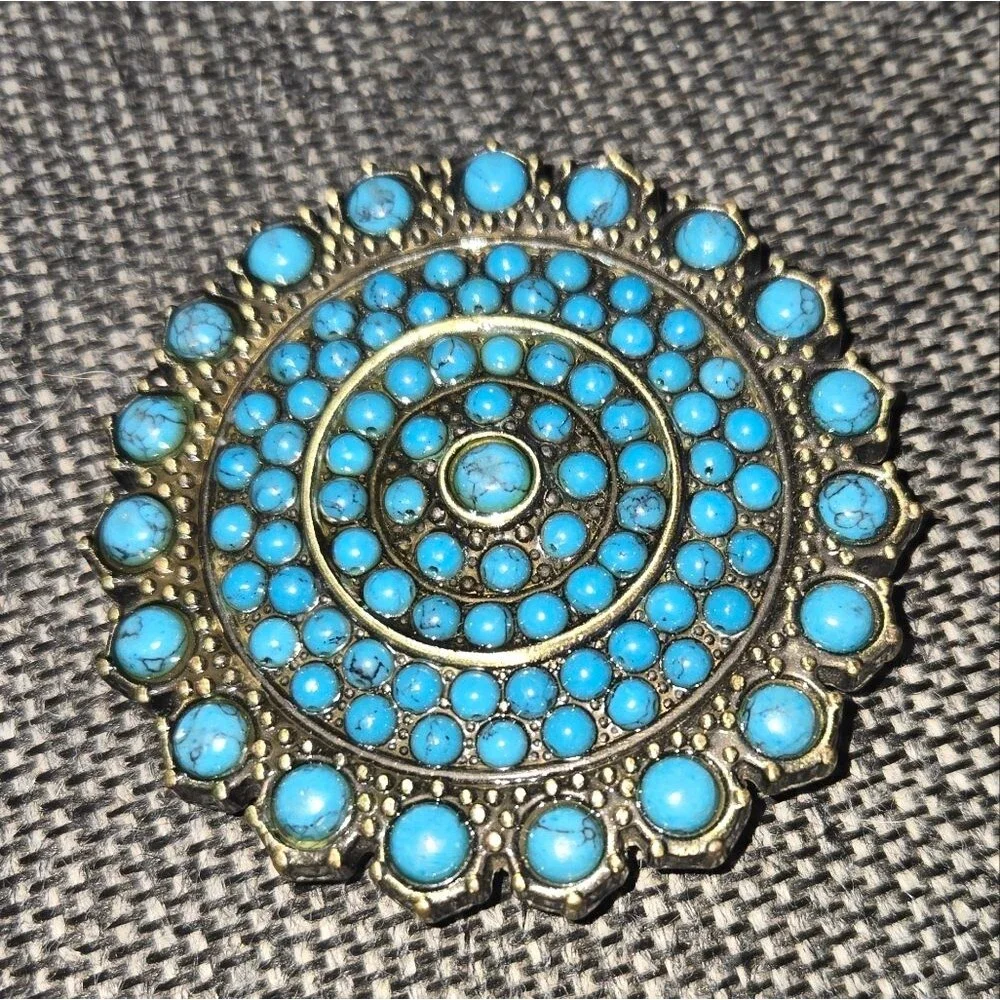 Southwestern Floral Statement Belt Buckle Blue Native Style